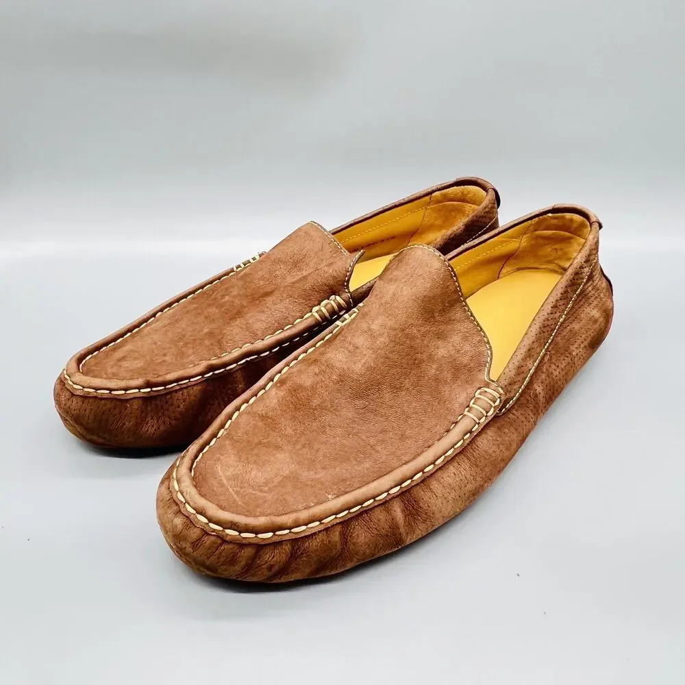 Cole Haan Shoes Mens 12 Brown Nubuck Driving Moc Loafers Slip On Casual Comfort